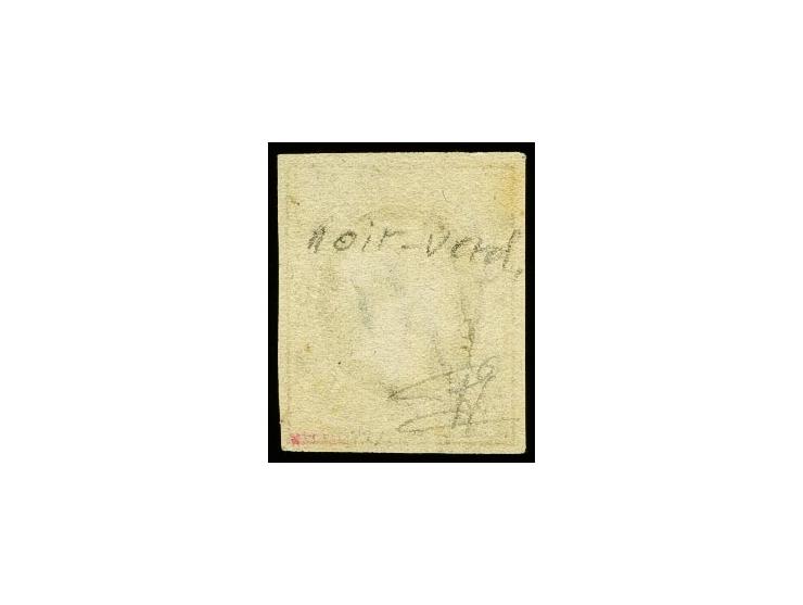 1852, William III 10 c. greenish-black, fresh colour and large even margins, unused without gum, extremely fine; unused copie