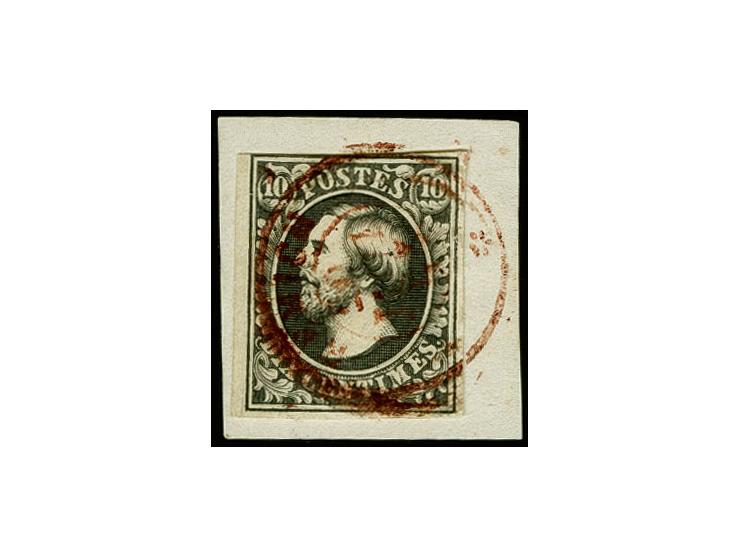 10 c. black, slightly touched in the upper frame line at left, otherwise ample to wide margins, tied by red cds. of Remich to