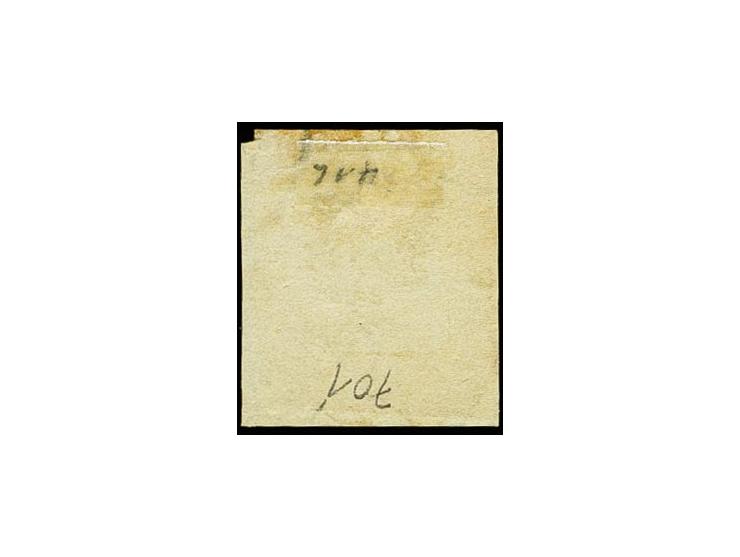 10 c. grey-black, good to mostly wide margins, tied by clear circle of 6 bars to small piece, very fine, certificate Demuth B