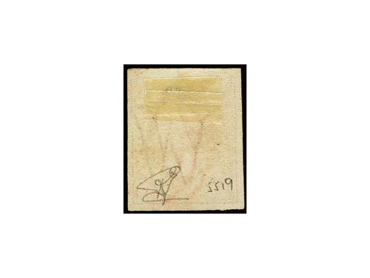 1 sgr. brown-red, good to large margins, cancelled with large part of Luxemburg target cancel in red; extremely rare, only fe