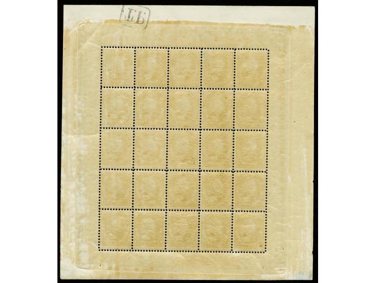 1891, Grand Duke 25 c. in miniature sheet of 25 stamps, unmounted mint, very fine