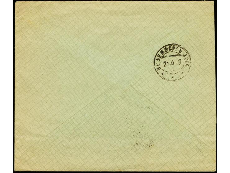 5k. as block of six and single with additional franking tied by cds. "TARTU 21 4 19" to cover to Rakwere, cover slightly shor