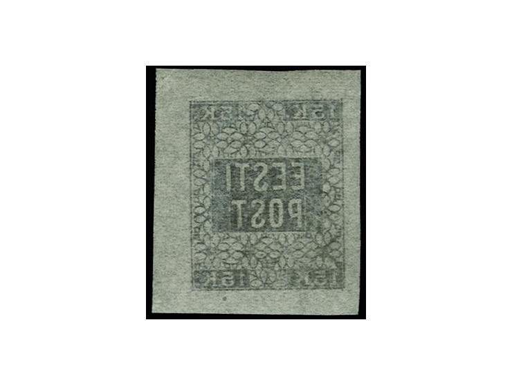 1918, Flower Design 15 k. black on cigarette paper, completed design assembled of small pieces, printed by typography, withou