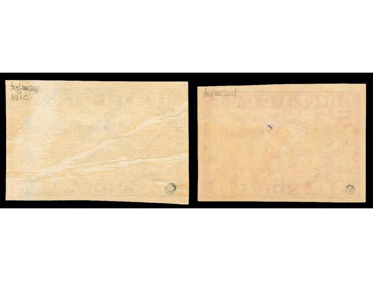1930, Zeppelin 40-80 k. imperforated, 40 k. has a pre-production paper fold, unused, very fine, signed in pencil and certific