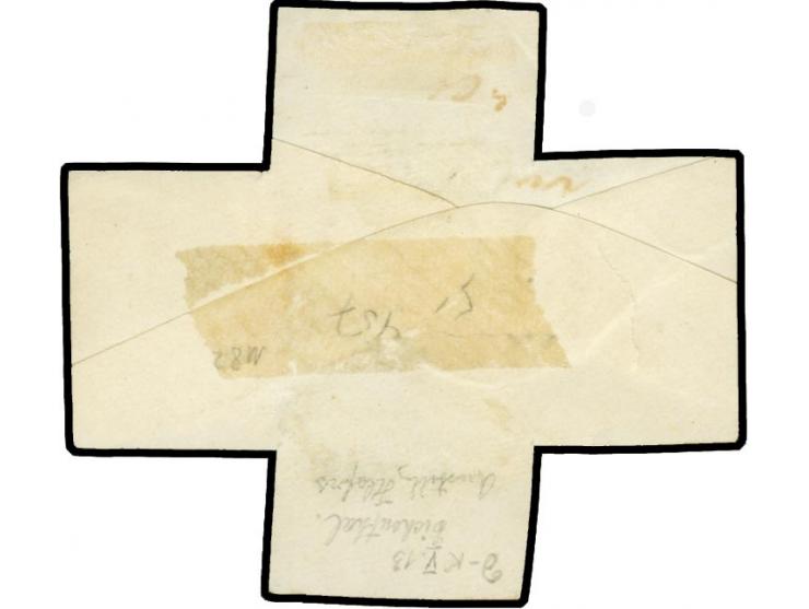 5 penni brownish lilac as vertical pair, roulette II, in combination with 1875 Lion Issue 2 penni grey and 20 penni blue, tie