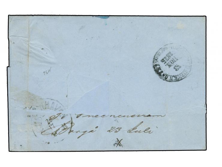 8 penni, roulette III, four singles with cds. "BORGA 24 7 1875" on folded lettersheet with framed "FR.KO" and railway mark al