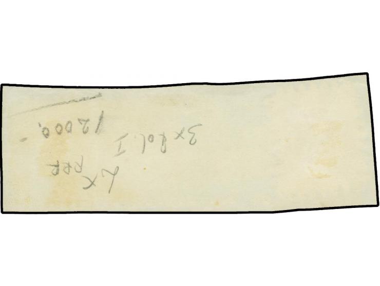 8 penni as horizontal strip of three, roulette II, (some perfs separated at left) in combination with 20 penni blue, tied by 