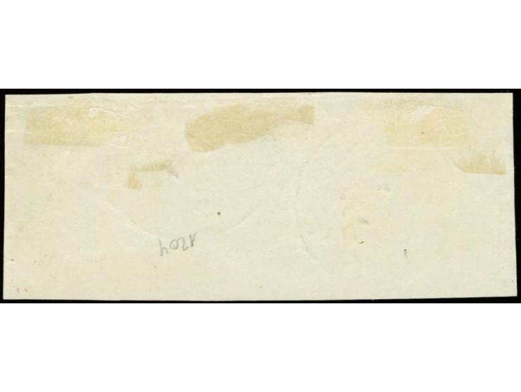 8 penni, roulette II, as horizontal strip of three with right sheet margin, with variety "double rouletting on two sides", th