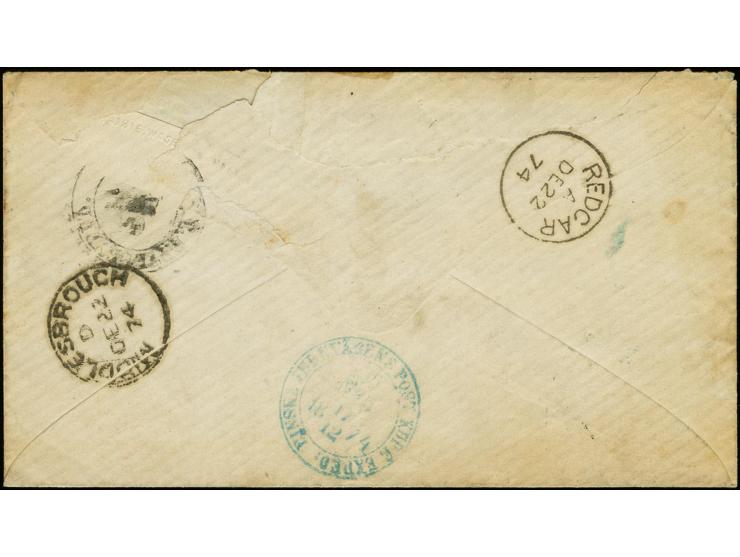 8 penni as horizontal strip of three (slightly separated at left) in combination with single 40 penni on ordinary paper, roul