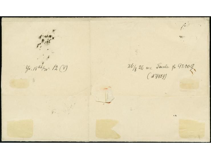 10 penni in combination with 20 penni blue on lilac-blue paper, roulette II, with cds. "FREDERIKSHAM 21 1 1868" on folded let