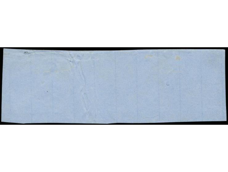 20 penni blue on ordinary lilac-blue paper, roulette II, two horizontal pairs in good colour tied by clear cds. "STOCKHOLM 23