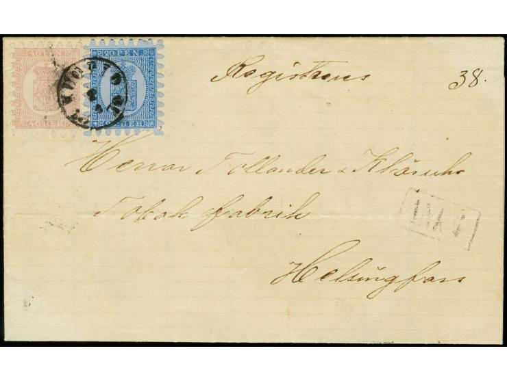 20 penni blue on ordinary grey-blue paper and 40 penni pale-rose on ordinary paper, roulette III, tied by cds. "KUOPIO 2 4 18