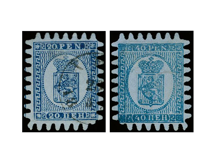 20 penni blue used with 40 penni blue impression on reverse, the famous printed on both sides error, very fine and attractive