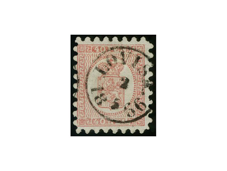 40 penni carmine on ordinary paper in fresh shade, roulette I, used with clear cds. "LOVISA 2 5 1866", fine, a scarce stamp