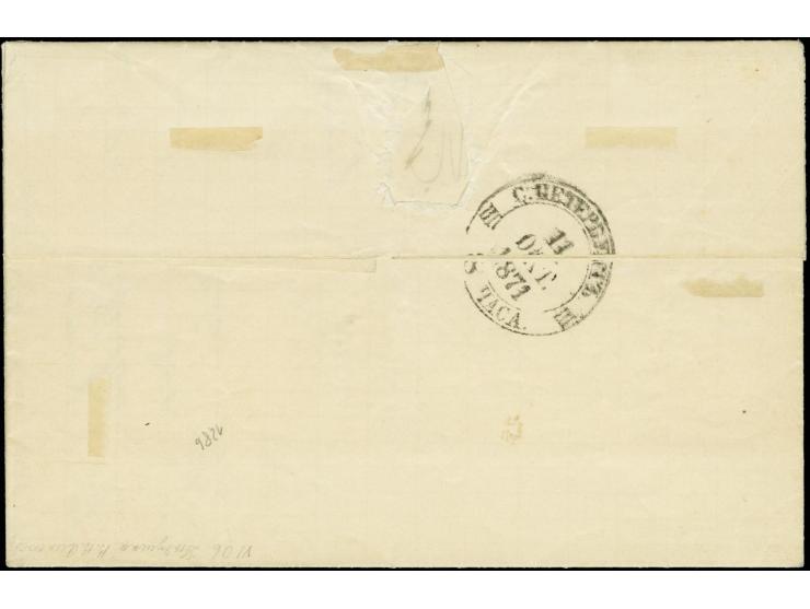 40 penni dull carmine, roulette III, attractively tied by red cds. "JAKOBSTAD 18 10 1871" to folded letter with same cancella