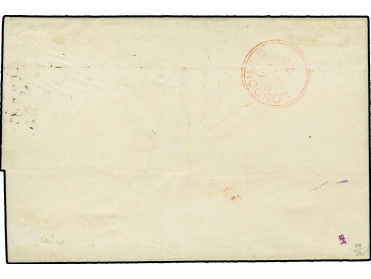 40 penni pale rose on ordinary paper, roulette III, as horizontal pair with two clear cds. "BORGA 8 4 1872" on folded letters