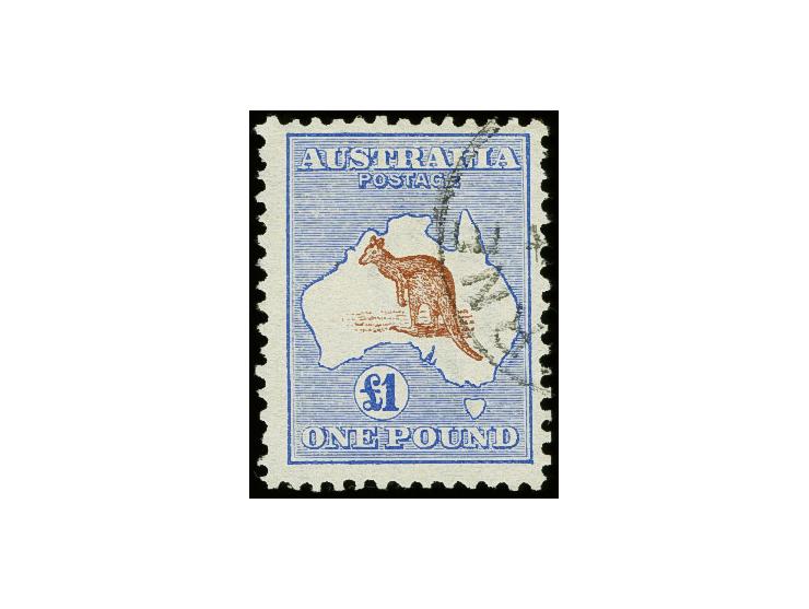 1913, Kangoroo 1£ blue/brown, lightly used, fine, certificate BPA (2016)