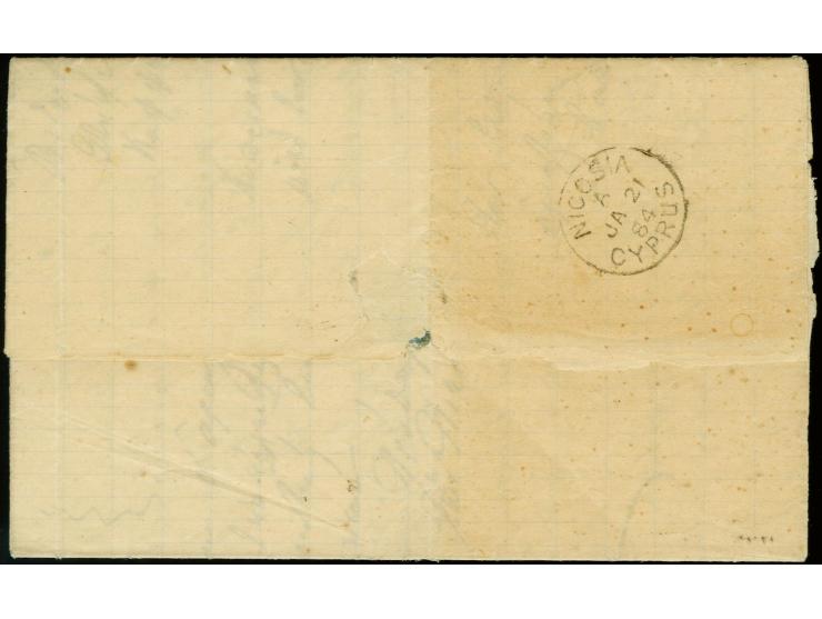 1882/86, ½ pia. dull-green, tied by squared circle "LARNACA JA 20 84" to entire letter to Nicosia, ex Sammlung "Frankfurt"