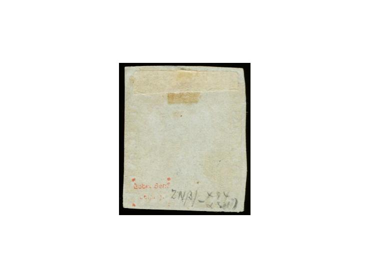 Early impression 1 d. vermilion with vertical and horizontal background lines, fresh colour and clear to good margins, lightl