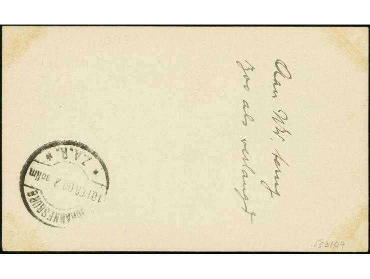 "ELANDSLAAGTE 8- FEB. 1900" adapted violett oval cancel on OFS ½d. postal stationery to Johannesburg, fine 