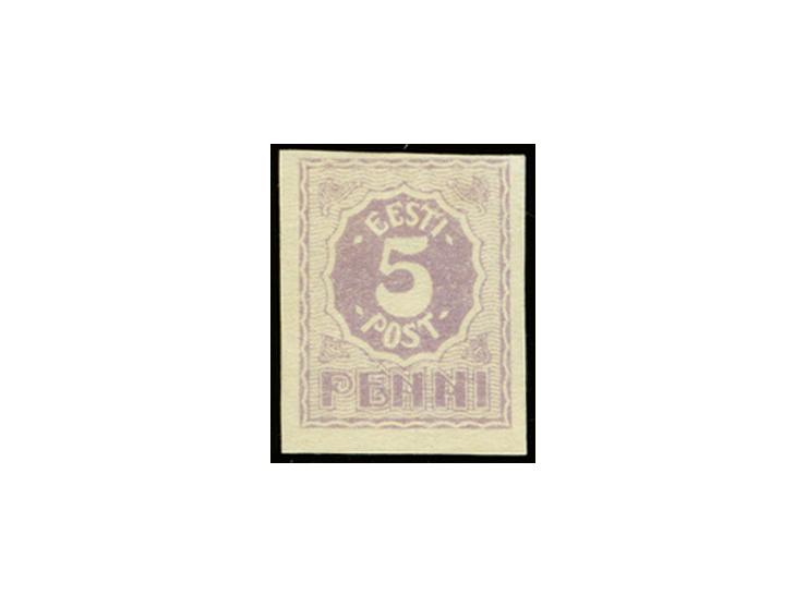 1919, Numerals 5 p. lilac on white paper, very fine and scarce, signed Eichenthal and Nemvalz (Hurt/Ojaste G18)
