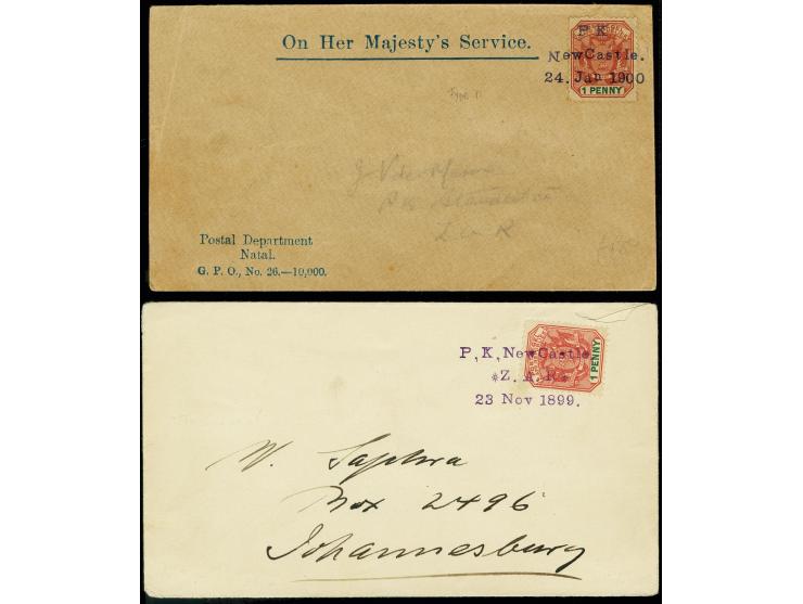 1899/1900, two covers franked with 1d. with three-line cancellation of New Castle, fine