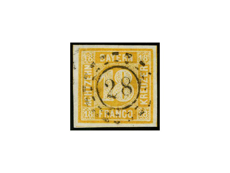 18 Kreuzer gelblichorange, allseits breitrandig und farbfrisch mit zentrischem oMR "28" AUGSBURG, Kabinett, signiert Brettl B