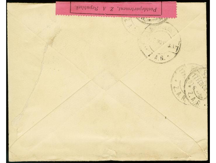 "Geopend onder Krijgswet..." pink censor label on cover from Lourenco Marques to Johannesburg, part of right backflap missing