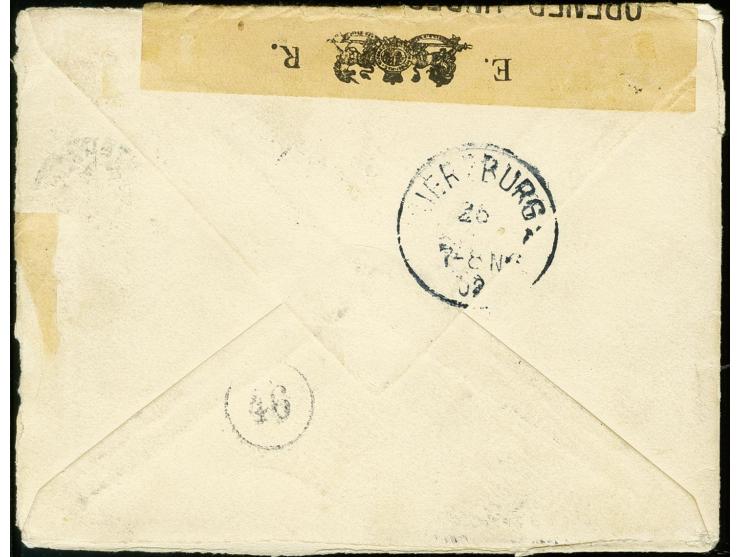 "OPENED UNDER MARTIAL LAW" yellow label  (type 35) and intials on franked cover to Würzburg with two additional red straight-