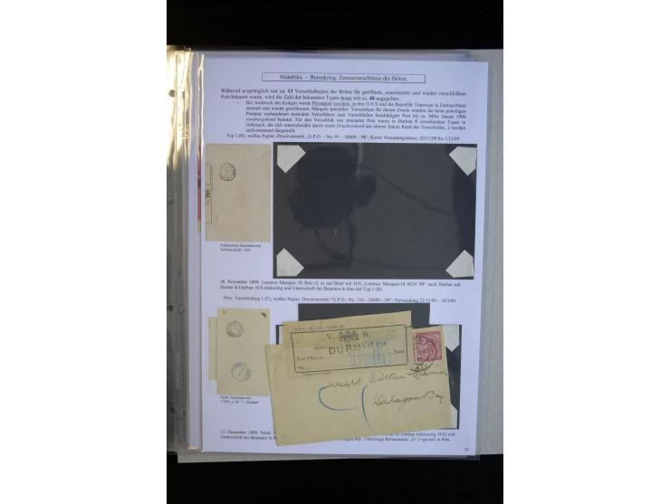 1899/1901, group of 30 cards and covers with a nice variety of censor marks and labels, mostly pink and white label "Opend un