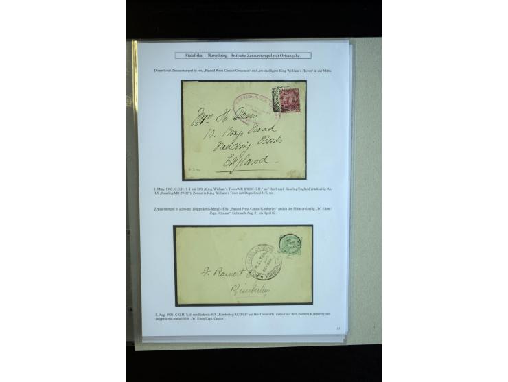 1899/1901, group of 30 cards and covers with a nice variety of censor marks and labels, mostly pink and white label "Opend un