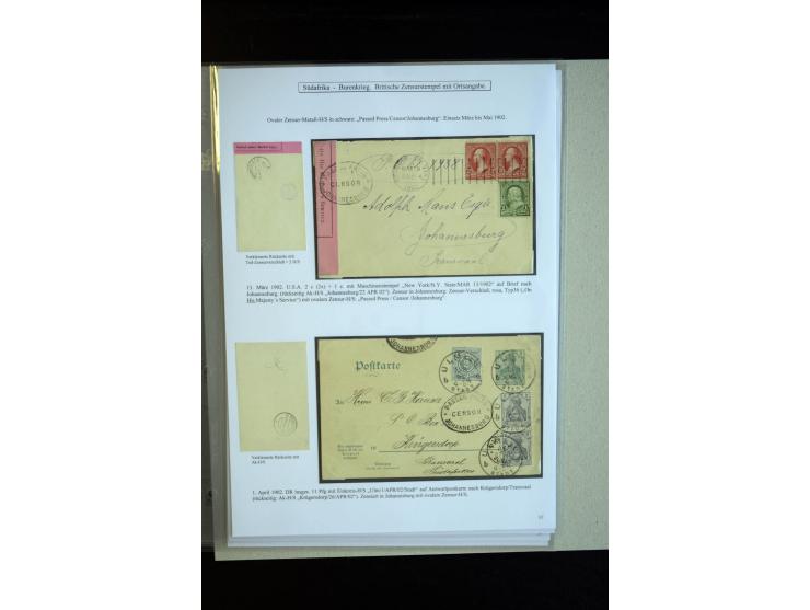 1899/1901, group of 30 cards and covers with a nice variety of censor marks and labels, mostly pink and white label "Opend un