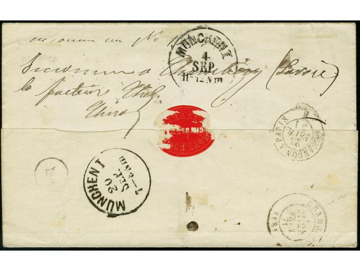 FRANKREICH: 12 Kreuzer lila, allseits breitrandig und farbfrisch mit sauber aufgesetztem EKr. "MÜNCHEN 20 FEB." (1871) auf Br