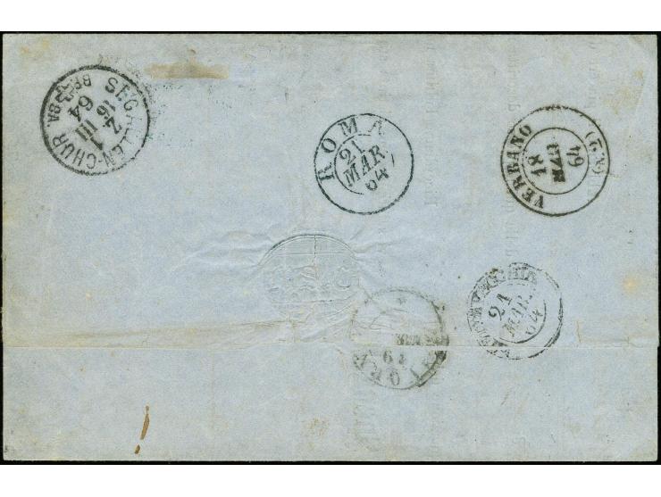 KIRCHENSTAAT: 1862, 12 Kreuzer grün, voll- bis breitrandig zusammen mit einseitig leicht berührter 3 Kreuzer rosa, mit oMR "2