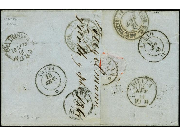 SARDINIEN: 1850/58, 12 Kreuzer rot und 9 Kreuzer gelbgrün, letztere oben leicht berührt, sonst voll- bis breitrandig und sehr