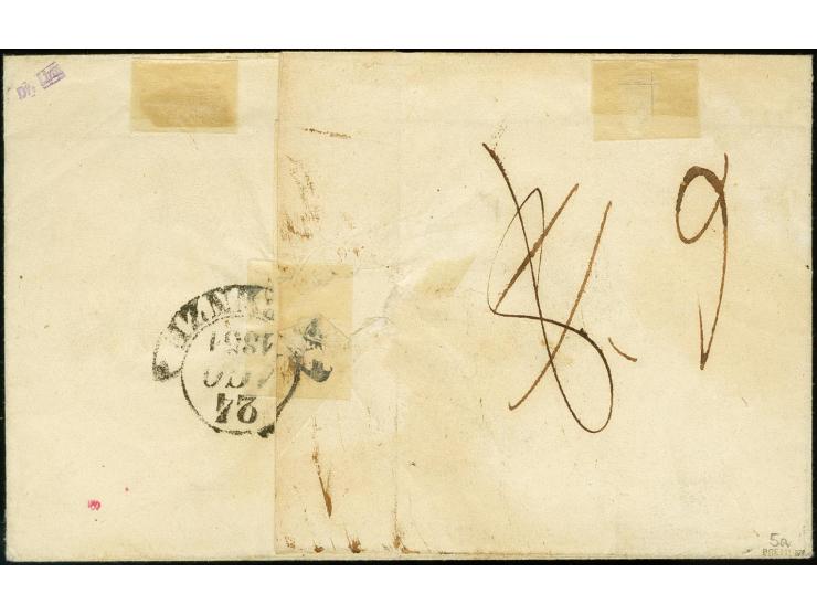 TOSKANA: 1850/58, 9 Kreuzer bläulichgrün, farbfrisch und allseits breitrandig mit Schnittlinien an drei Seiten, mit glasklar 