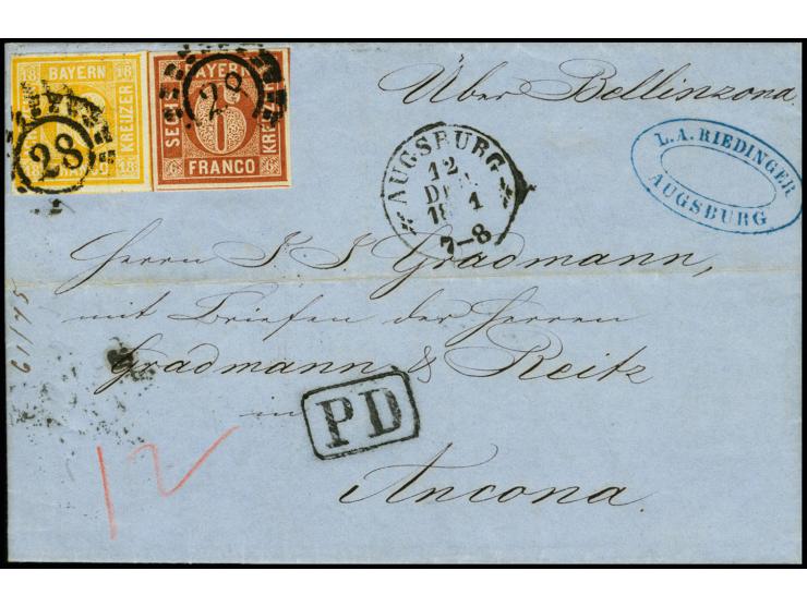 ITALIEN KÖNIGREICH: 1850/58, 18 Kreuzer gelblichorange und 6 Kreuzer braun, beide voll- bis breitrandig und farbfrisch mit oM