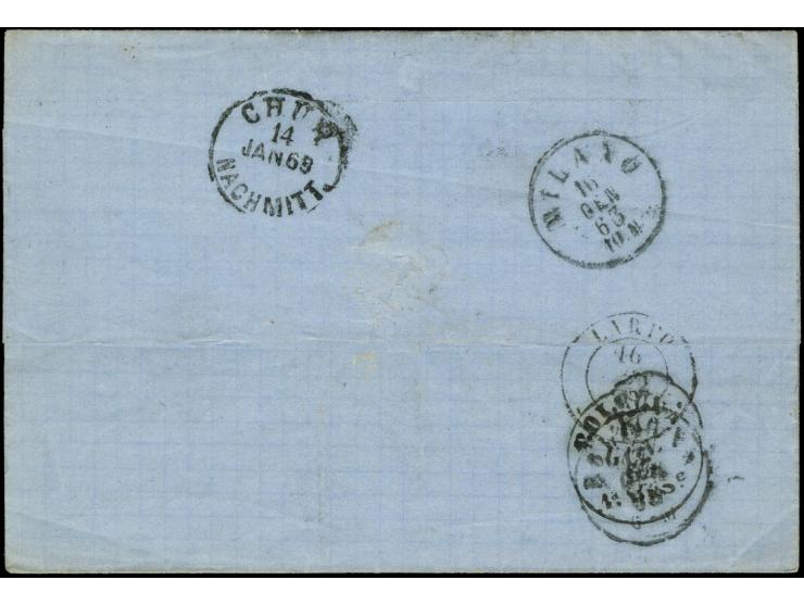 ITALIEN KÖNIGREICH: 1862, 3 Kreuzer rosa und zwei Einzelwerte 9 Kreuzer ockerbraun, die 3 Kreuzer links leicht berührt, sonst