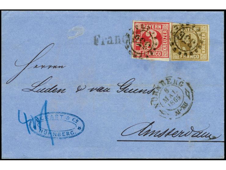 NIEDERLANDE: 1862, 3 Kreuzer rosa und 9 Kreuzer ockerbraun, beide voll- bis breitrandig mit oMR "356" und nebengesetztem DKr.