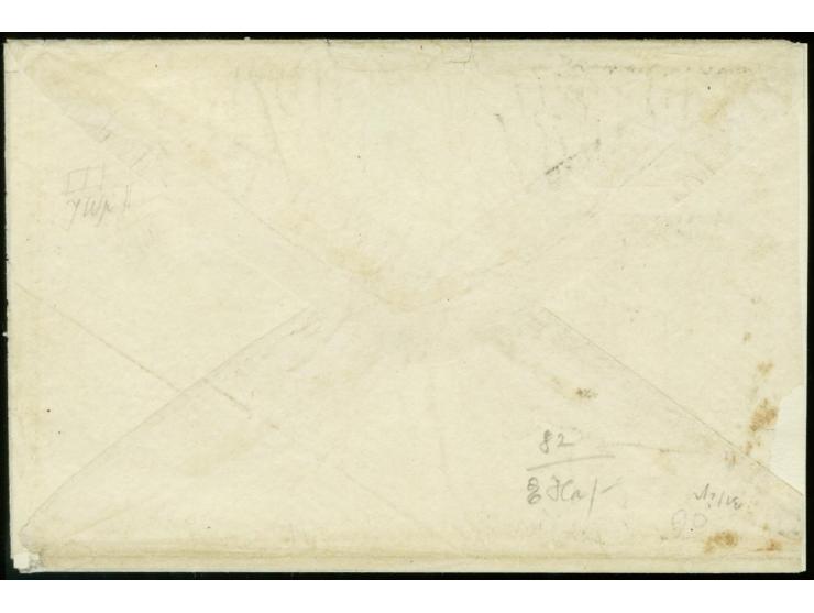 7 Kreuzer ultramarin im waagerechten Paar, voll- bis breitrandig mit EKr. "MÜNCHEN 7 2" (1866) auf kleinem Briefkuvert über B