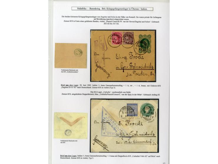 CAMPS IN INDIA: 1902, four cards and and covers sent out of the camps with different censor marks  "AHMEDNAGAR" "DAGSHAI AND 