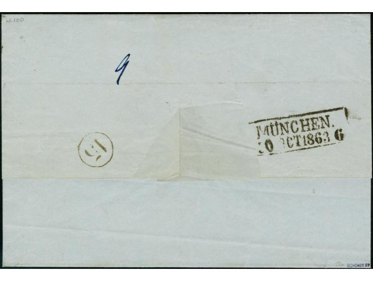 1863/67, 5 Neugroschen graublau mit zentrischer Nr. "10" als Einzelfrankatur auf Reco-Briefhülle mit sauber nebengesetztem DK