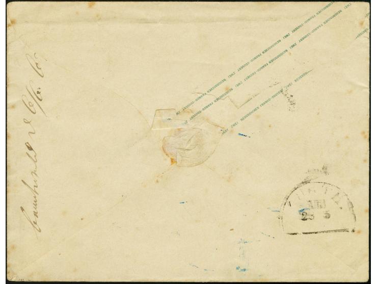 1859, Umschlag 2 Neugroschen blau im Großformat mit Nr. "207" und sauber nebengesetztem DKr. "HERLASGRÜN 27/V 63" nach Fürth;