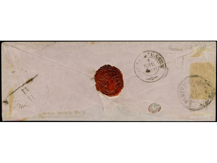 1860, dickes Papier: 9 Kreuzer dunkelkarmin, farbfrisch und gut gezähnt mit DKr. "GMÜND 8 NOV 1860" auf kleinem Damenkuvert n