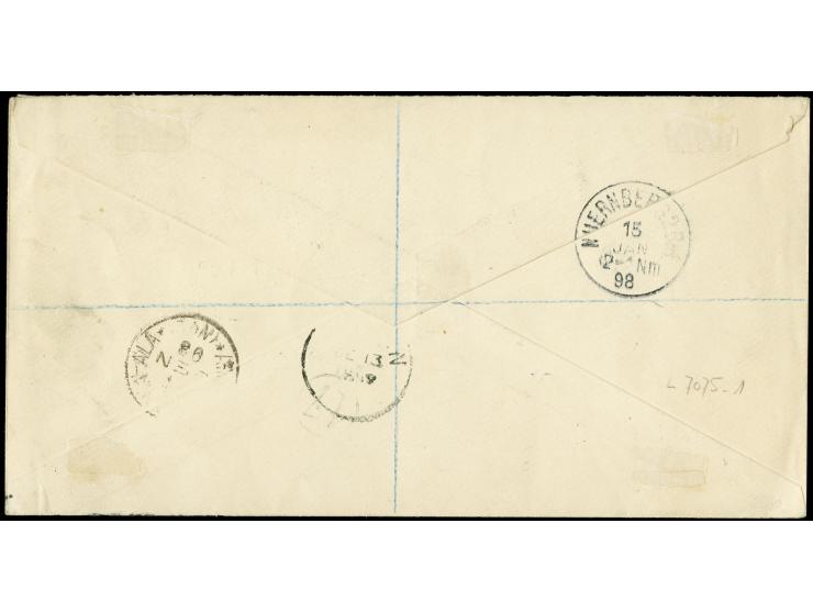 1897/1901, 1 C.-24 C. komplett auf 2 R-Briefen von Labuan nach Nürnberg bzw. Ulm