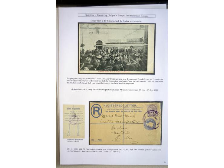 1899/1900, very interesting collection containg 22 cards and covers and some stamps, spanning from the first british backlash