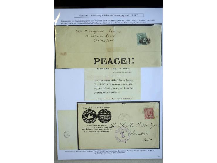 1899/1900, very interesting collection containg 22 cards and covers and some stamps, spanning from the first british backlash