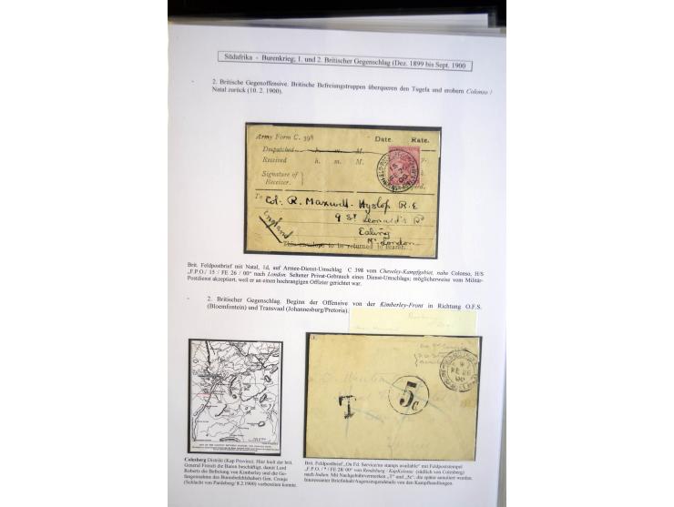 1899/1900, very interesting collection containg 22 cards and covers and some stamps, spanning from the first british backlash