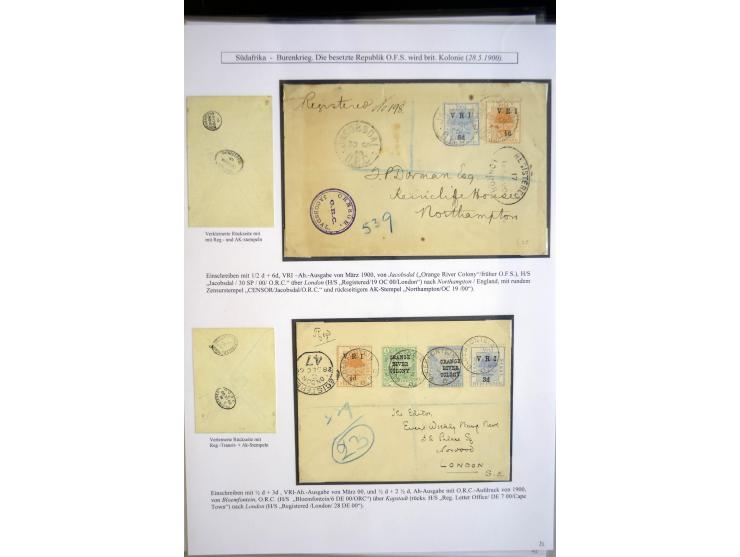 1899/1900, very interesting collection containg 22 cards and covers and some stamps, spanning from the first british backlash