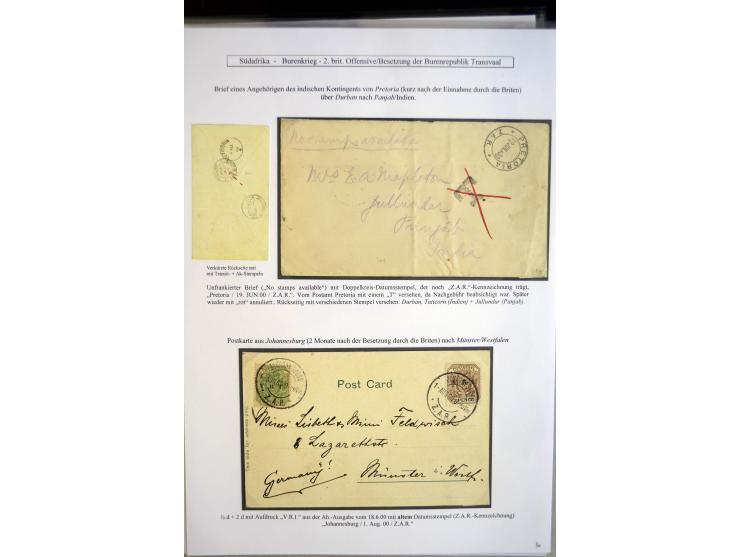 1899/1900, very interesting collection containg 22 cards and covers and some stamps, spanning from the first british backlash